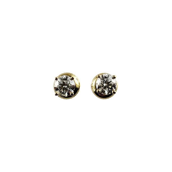 Vintage 18 Karat Yellow Gold Diamond Stud Earrings #13836